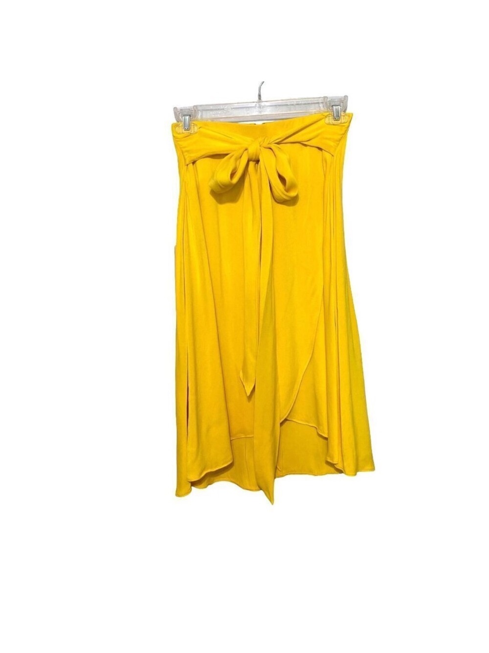 Ann Taylor Bright Yellow Tie-Waist Midi Skirt size 0
